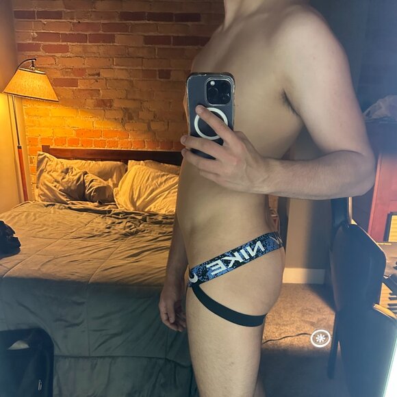 Nike DRI-FIT Essential MICRO JOCK Strap (Black/Blue, Medium) - Picture 3 of 5